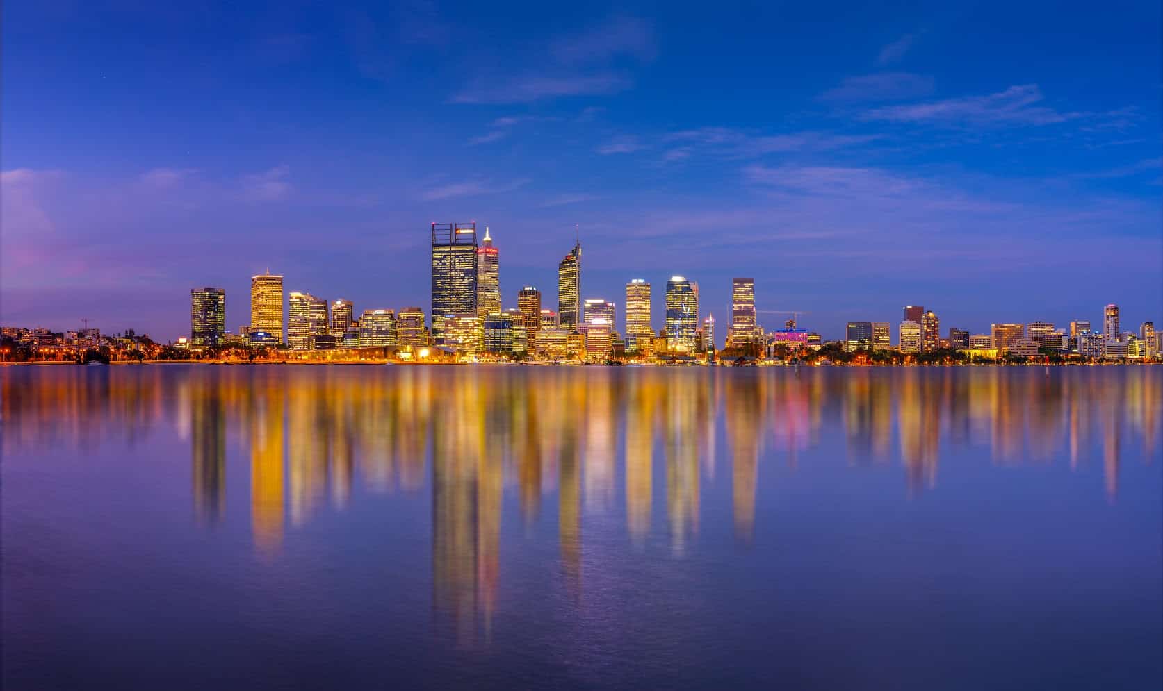 View of the Perth City Skyline from South Perth.