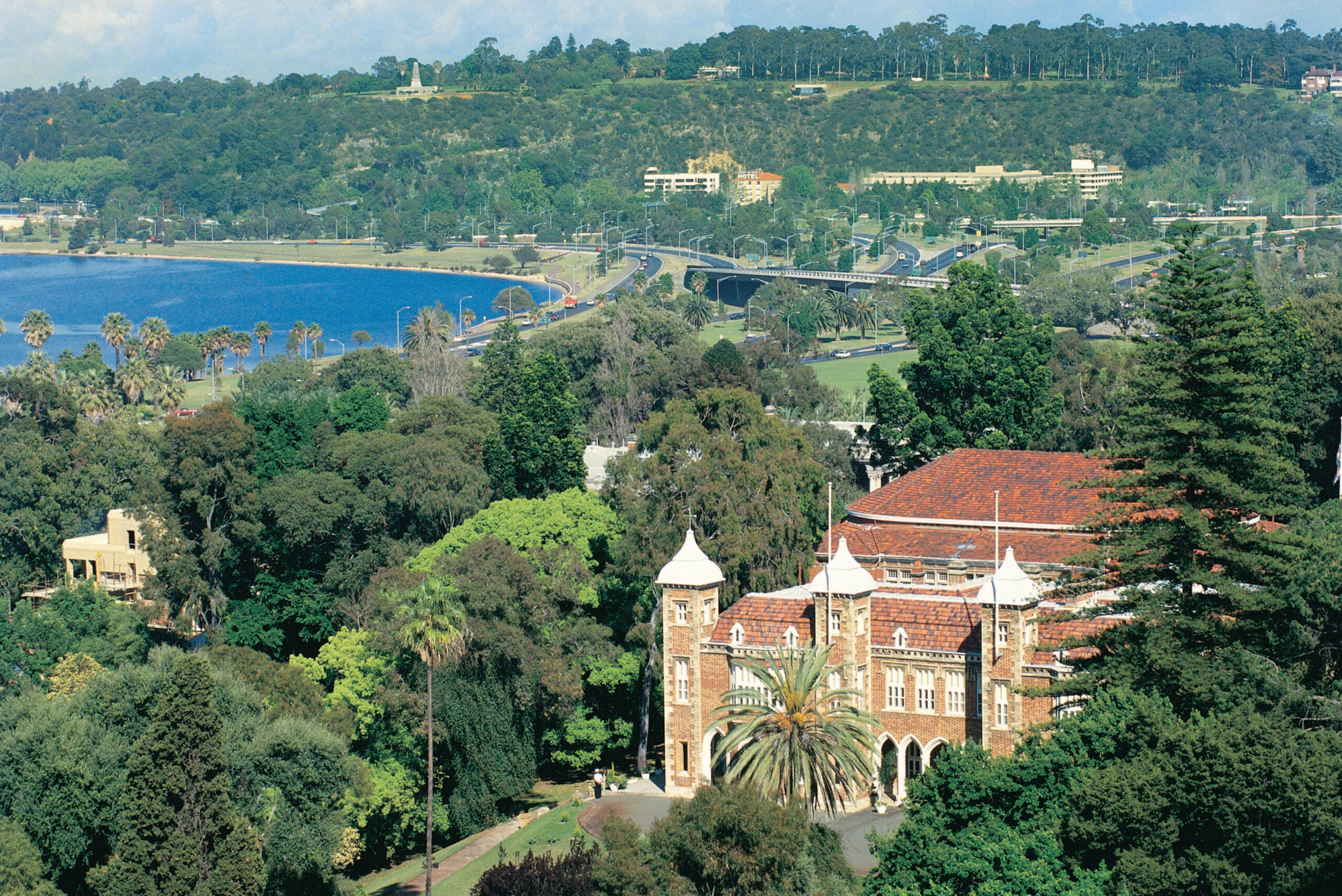Aerial view of Government House, in Perth city